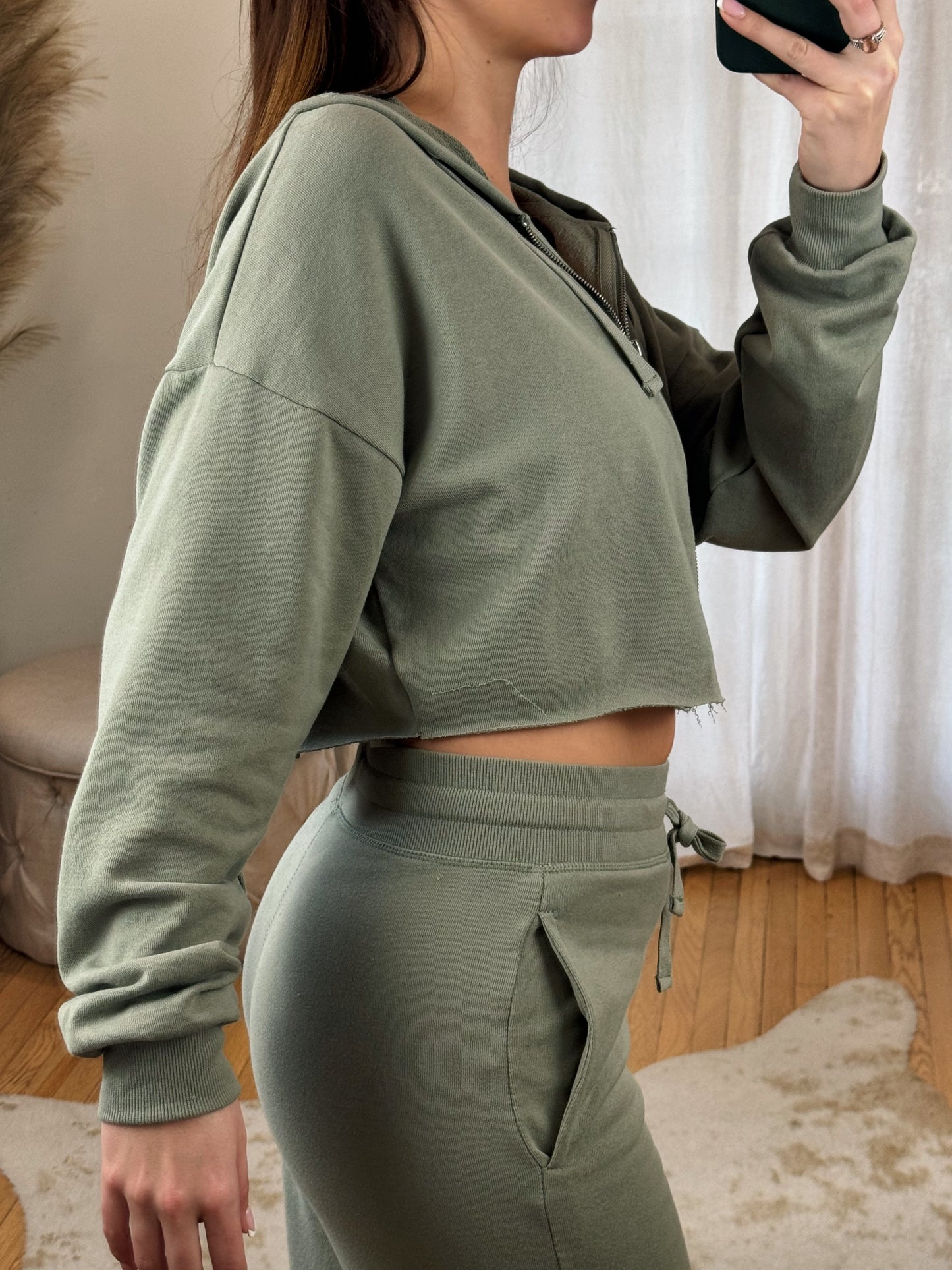 Raw Hem Zip Up