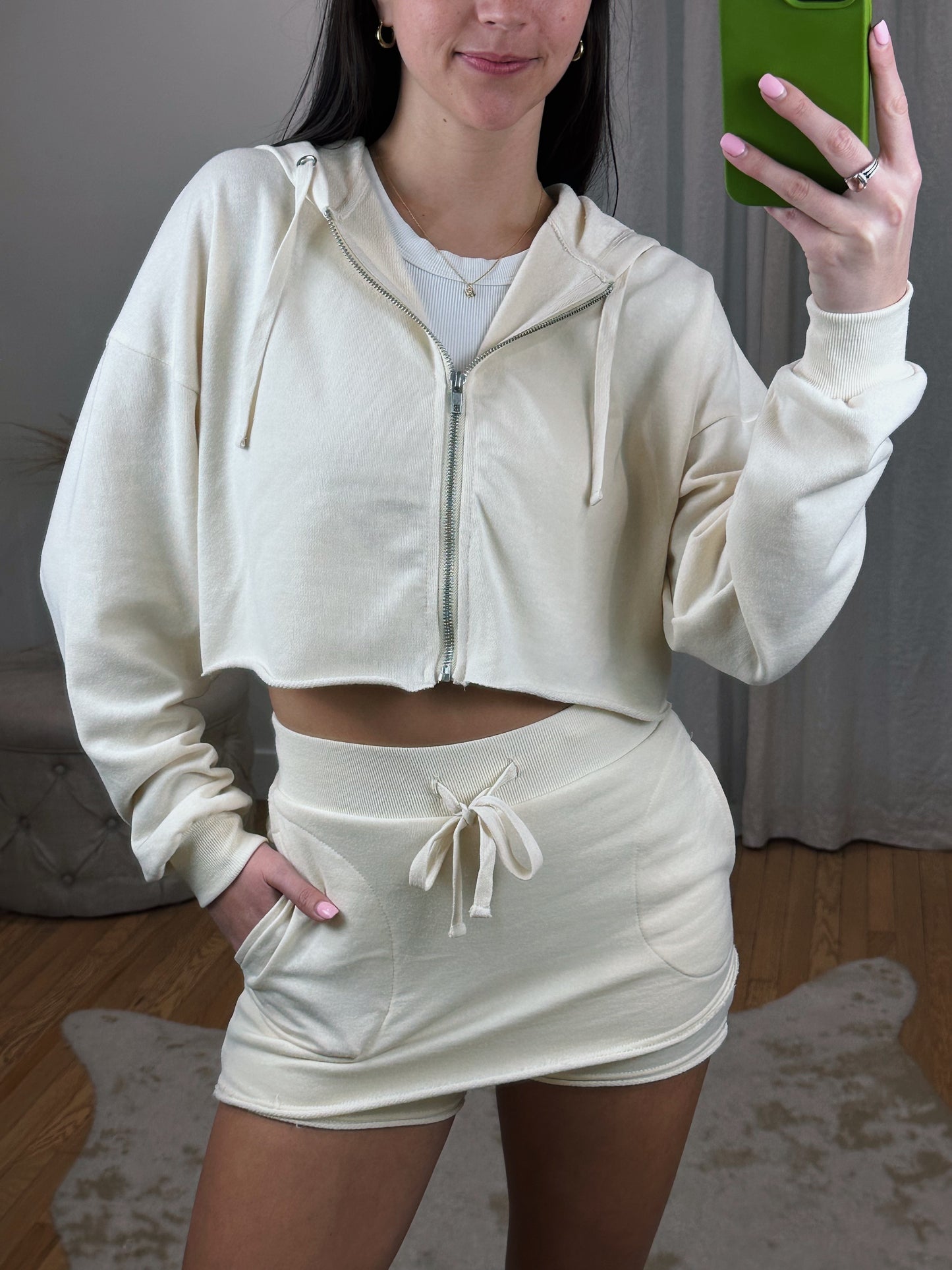 Raw Hem Zip Up