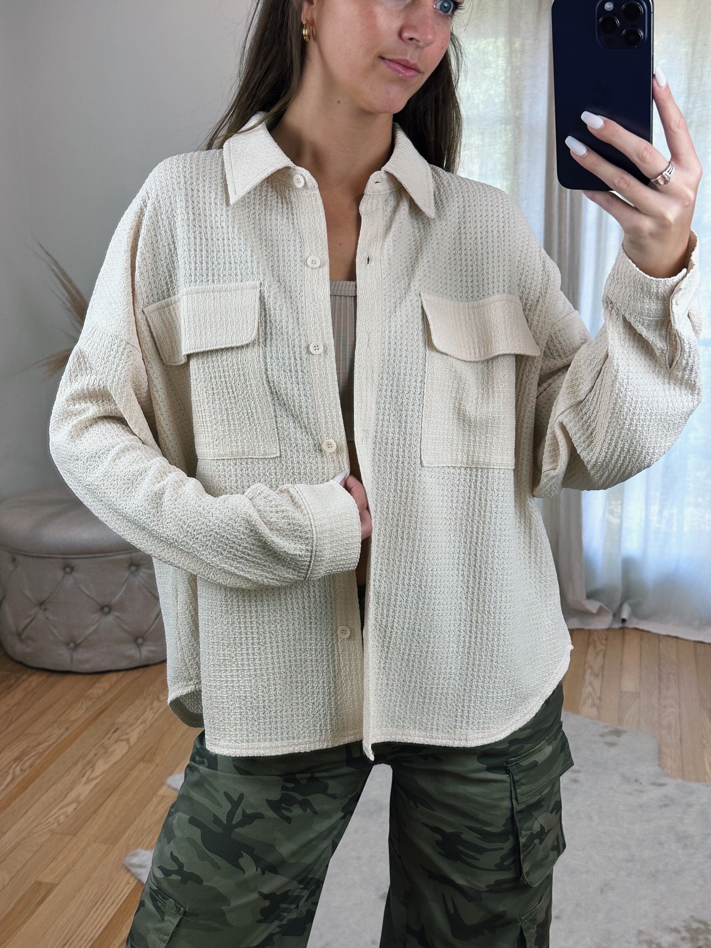 Vanilla Latte Button Up