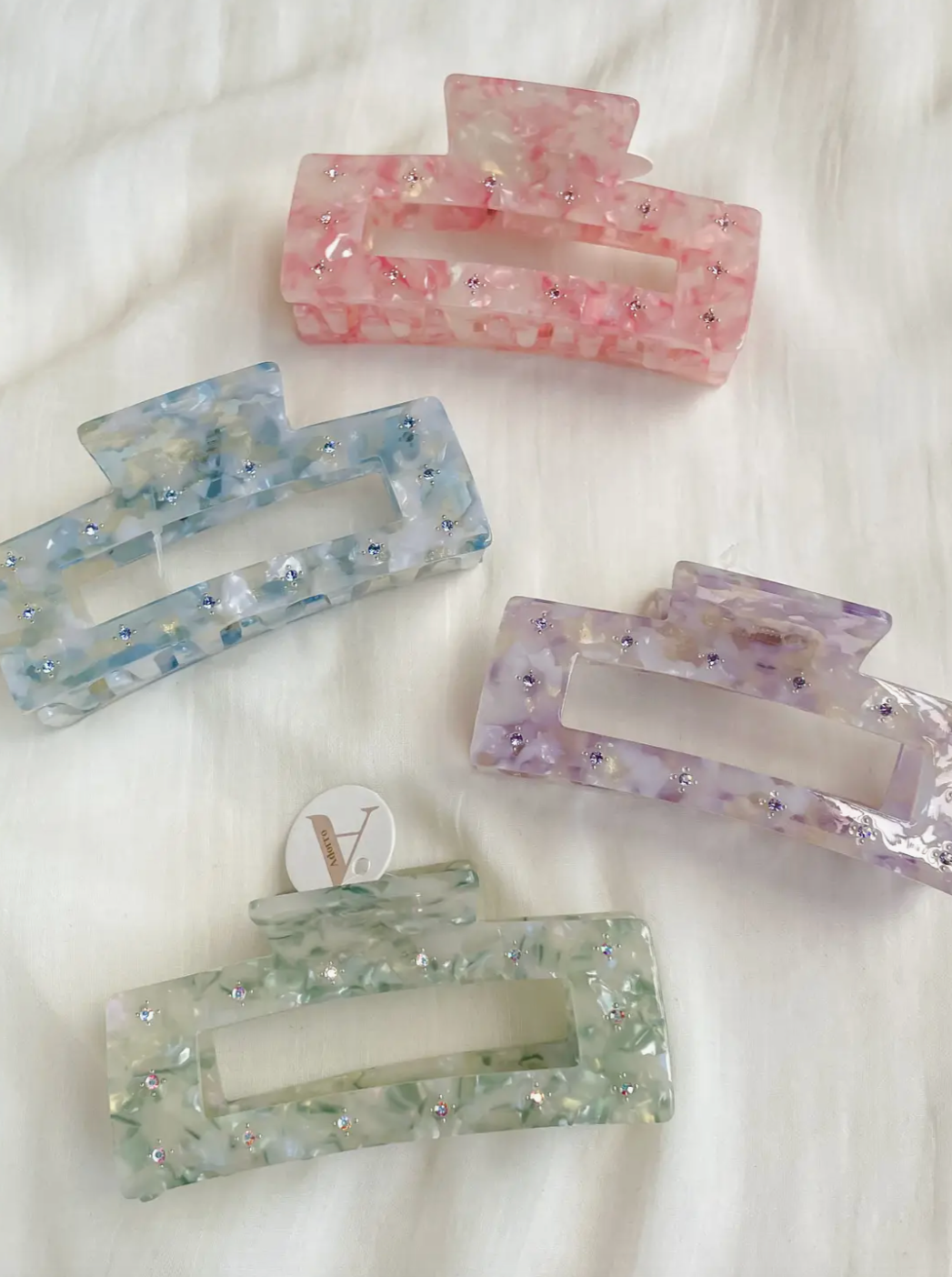 Crystal Hair Clips 4"