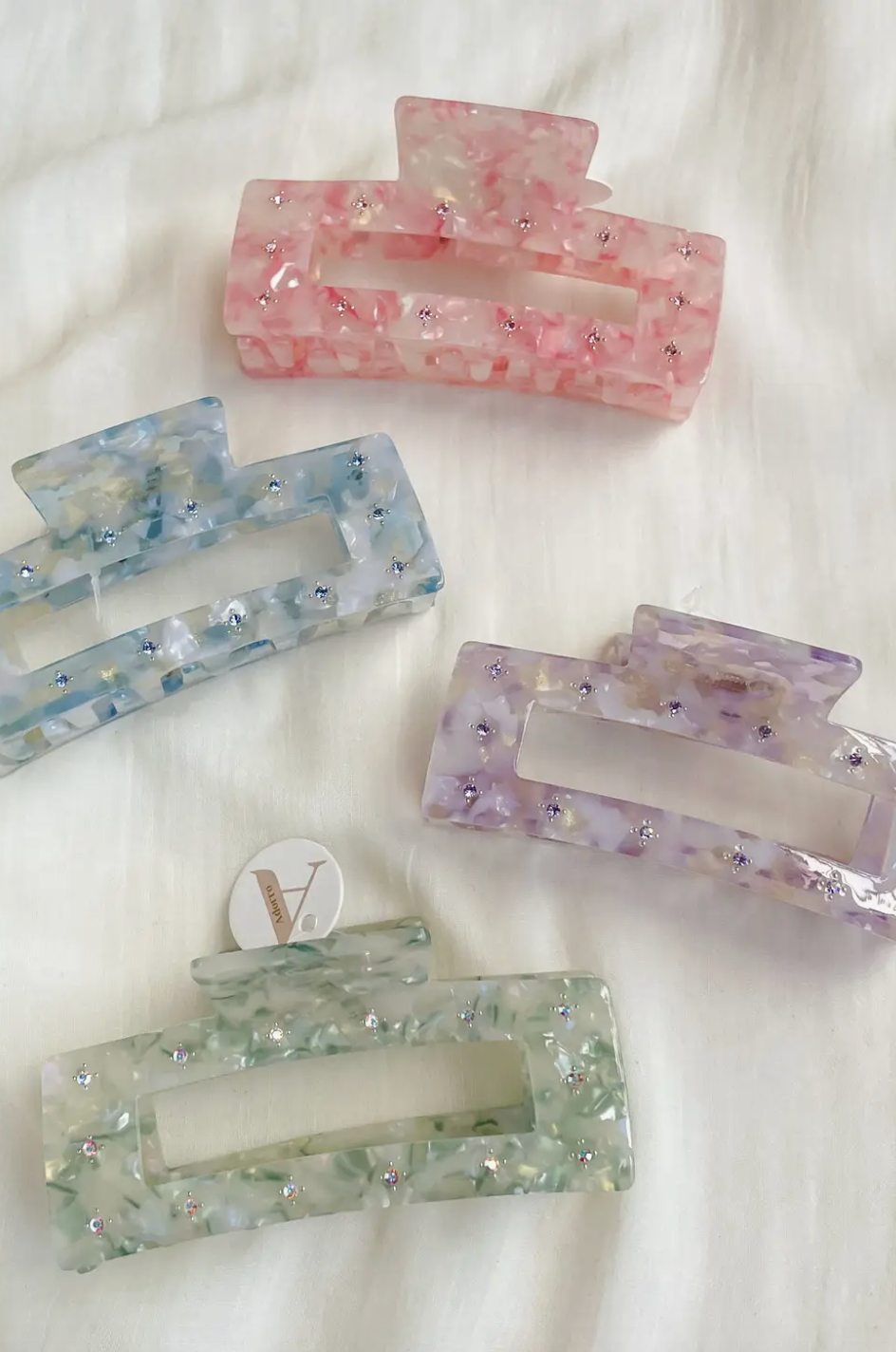 Crystal Hair Clips 4"