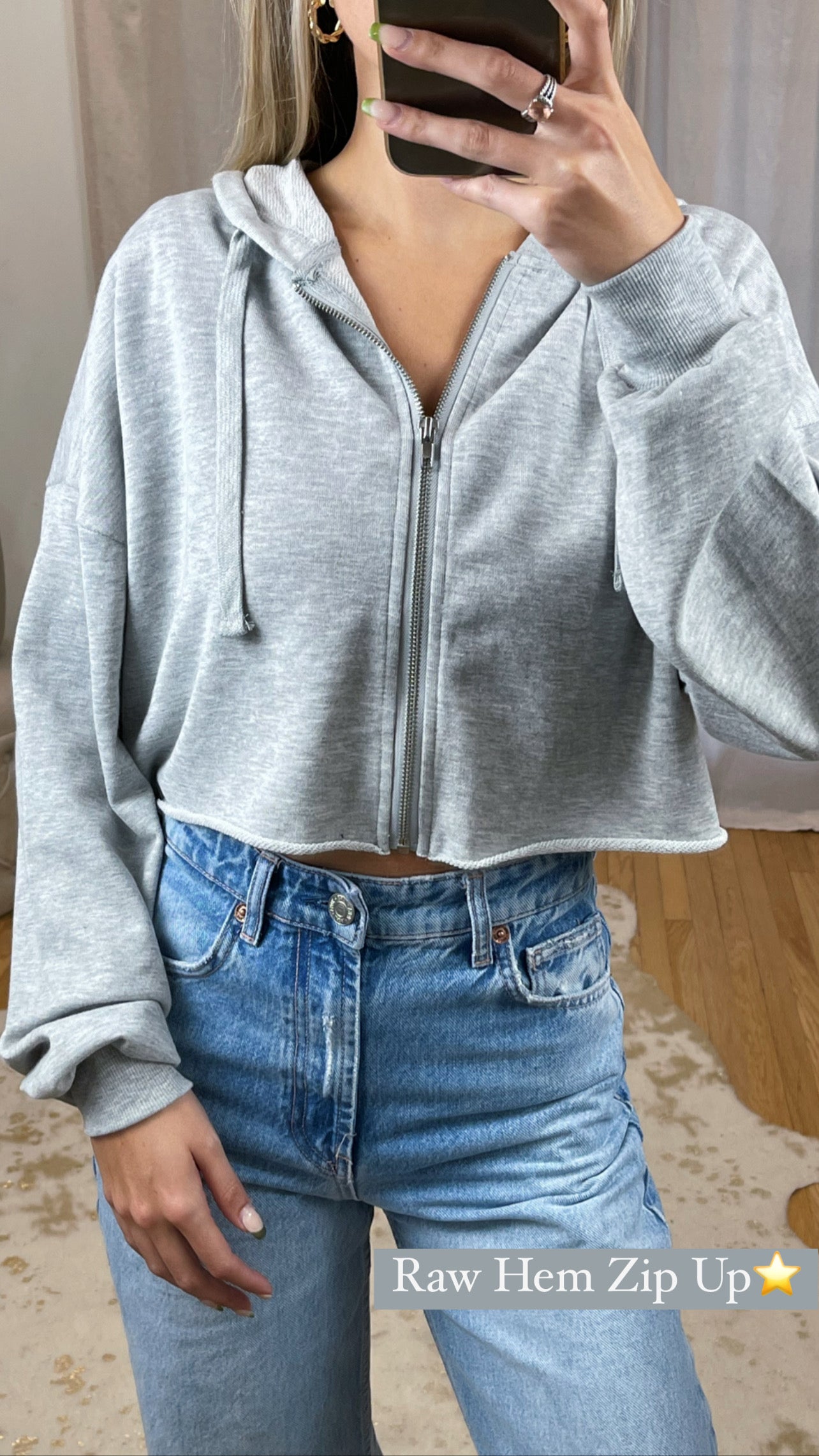 Raw Hem Zip Up