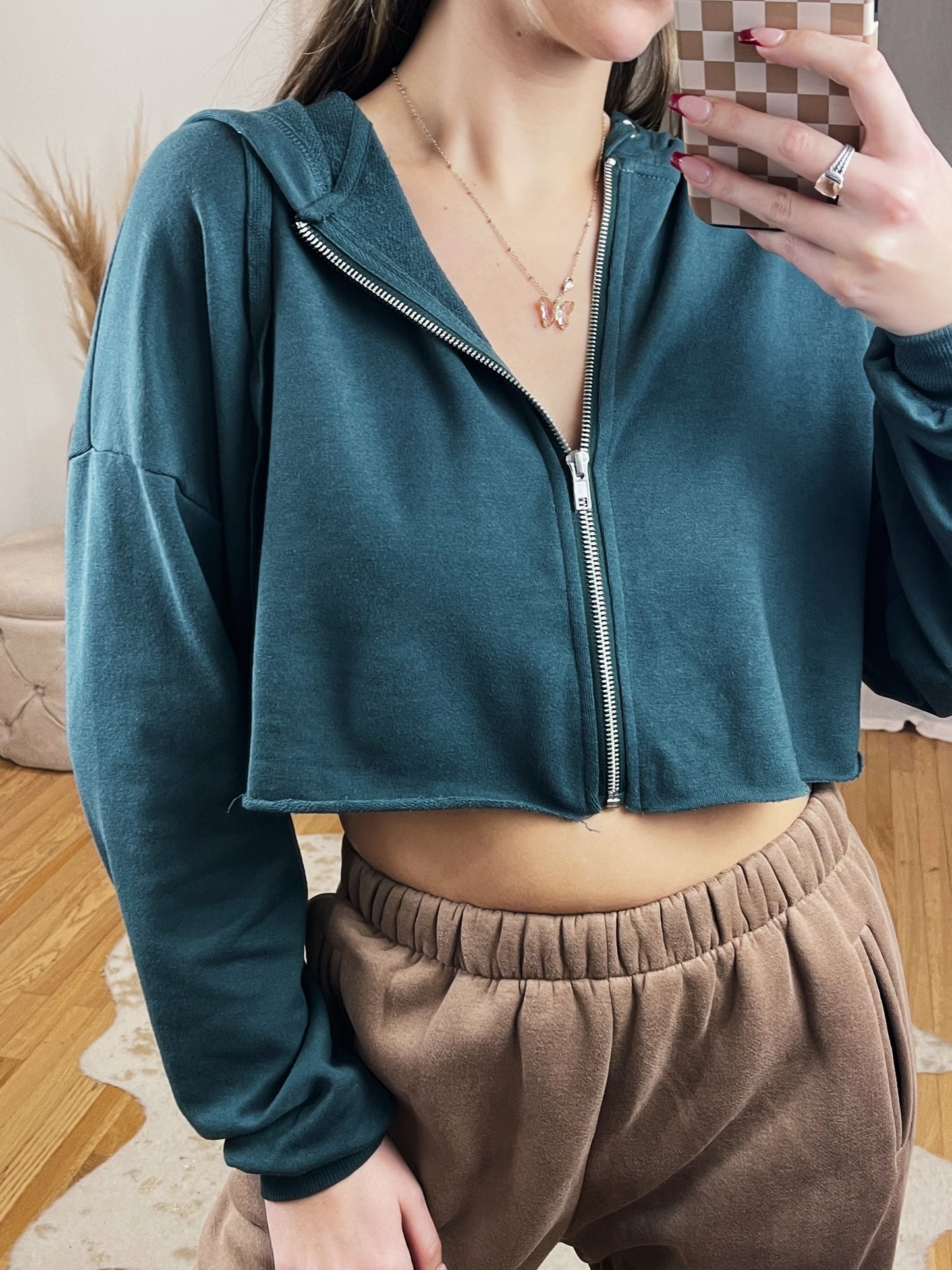 Raw Hem Zip Up