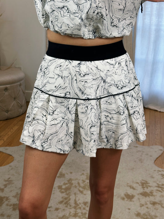Black Marble Tennis Skirt