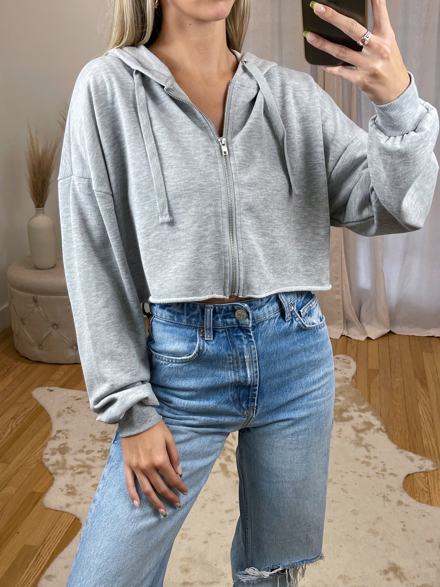Raw Hem Zip Up