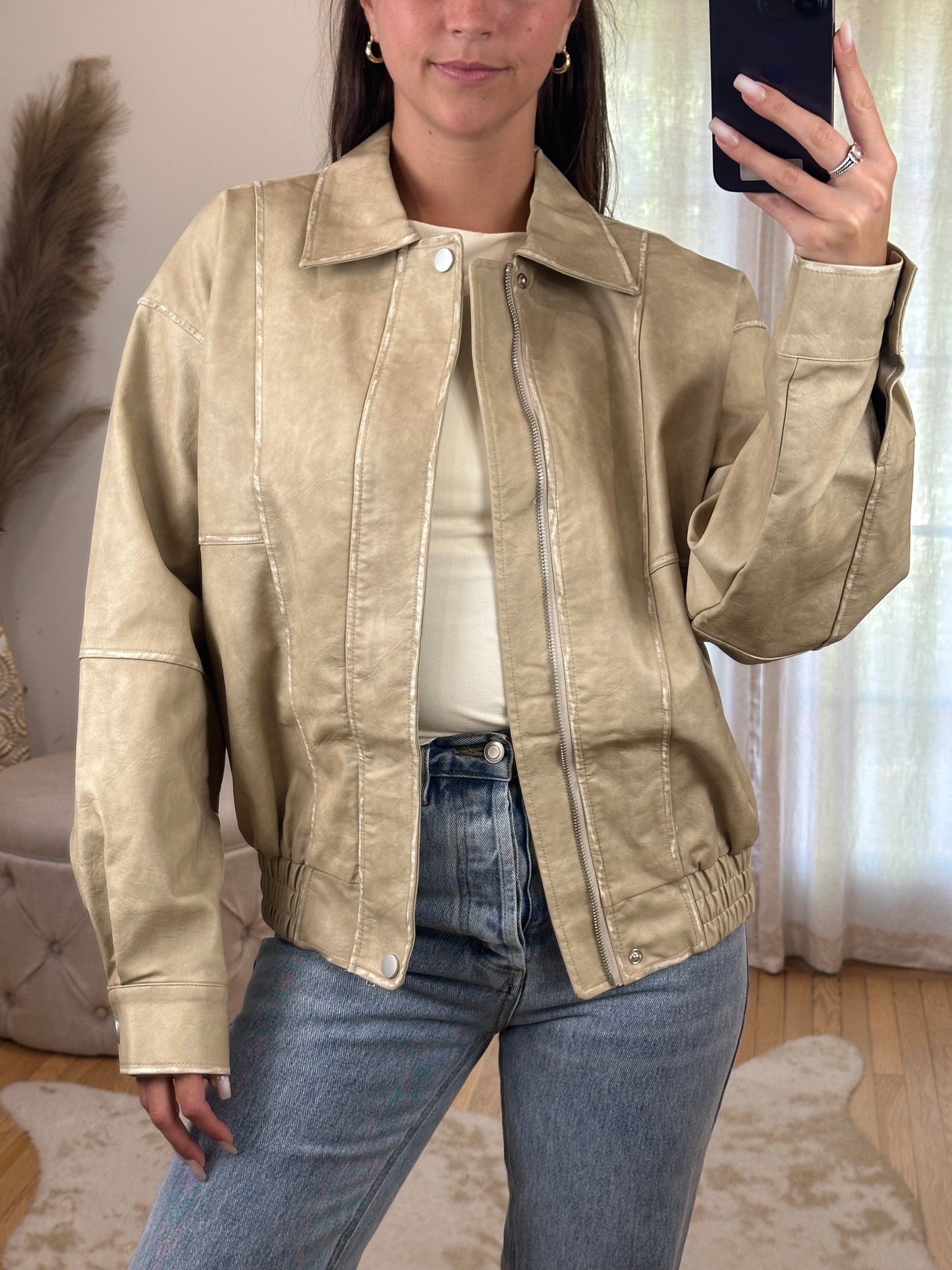 Latte Leather Jacket