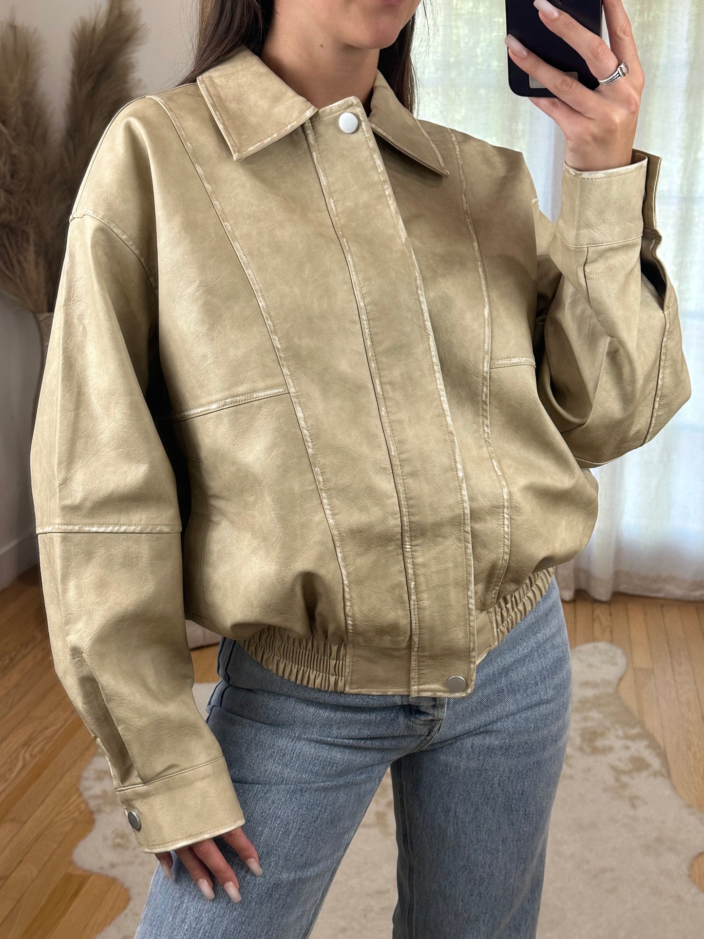 Latte Leather Jacket