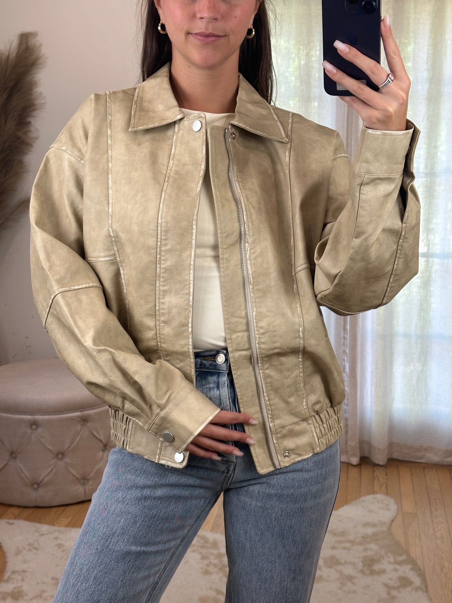 Latte Leather Jacket