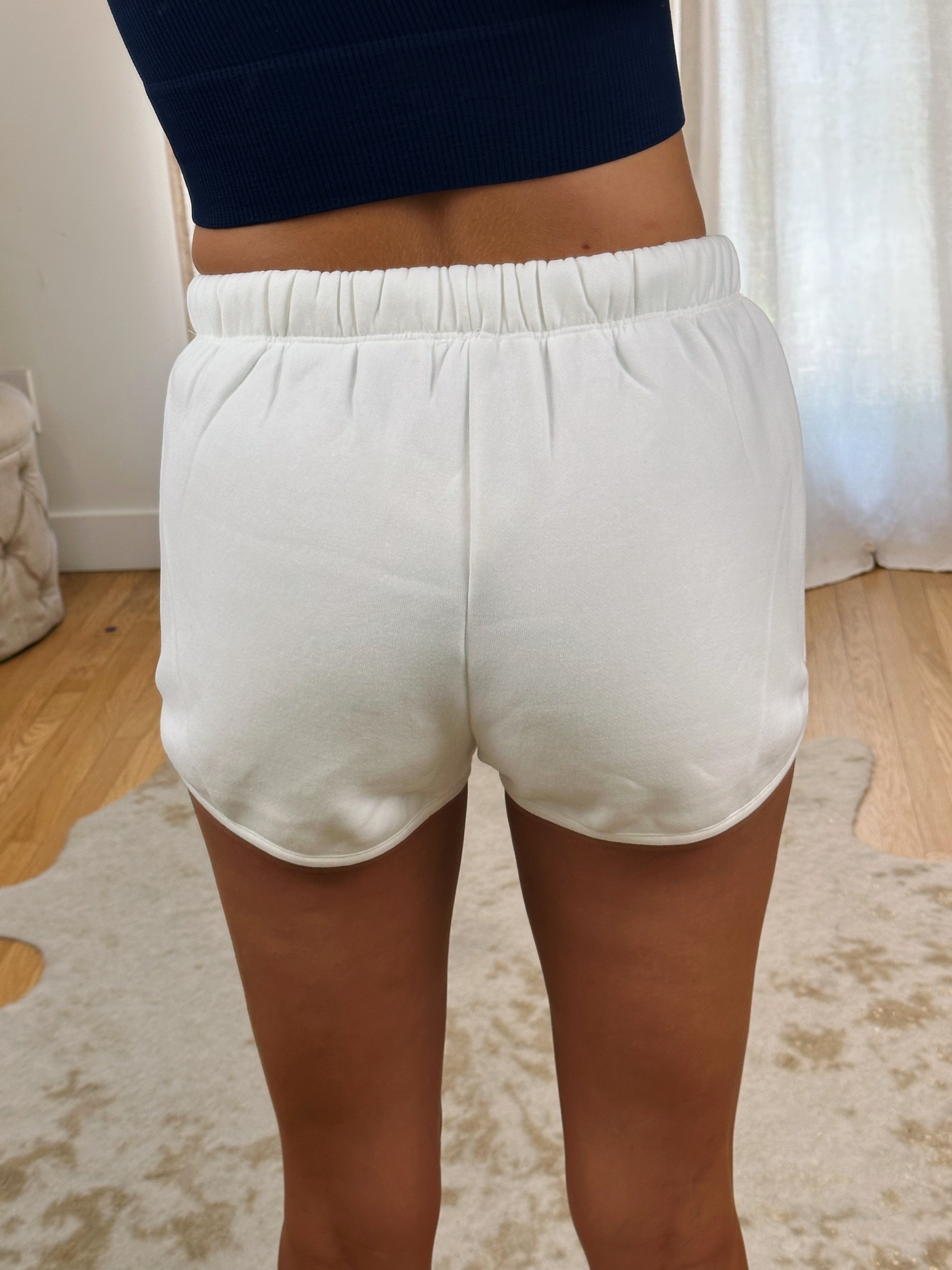 White drawstring clearance shorts