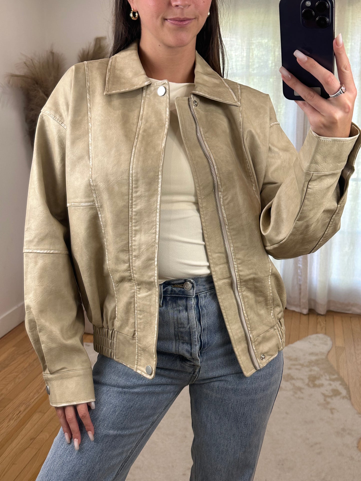 Latte Leather Jacket