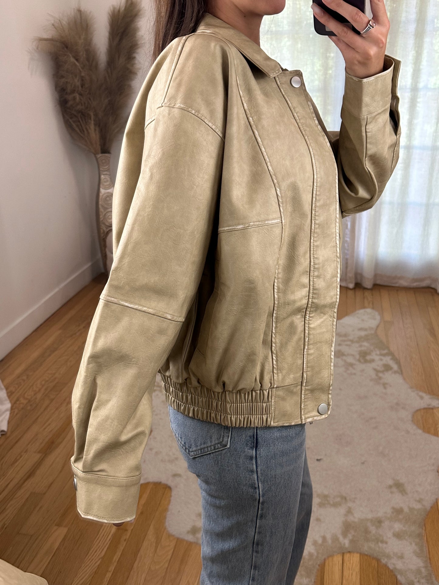 Latte Leather Jacket