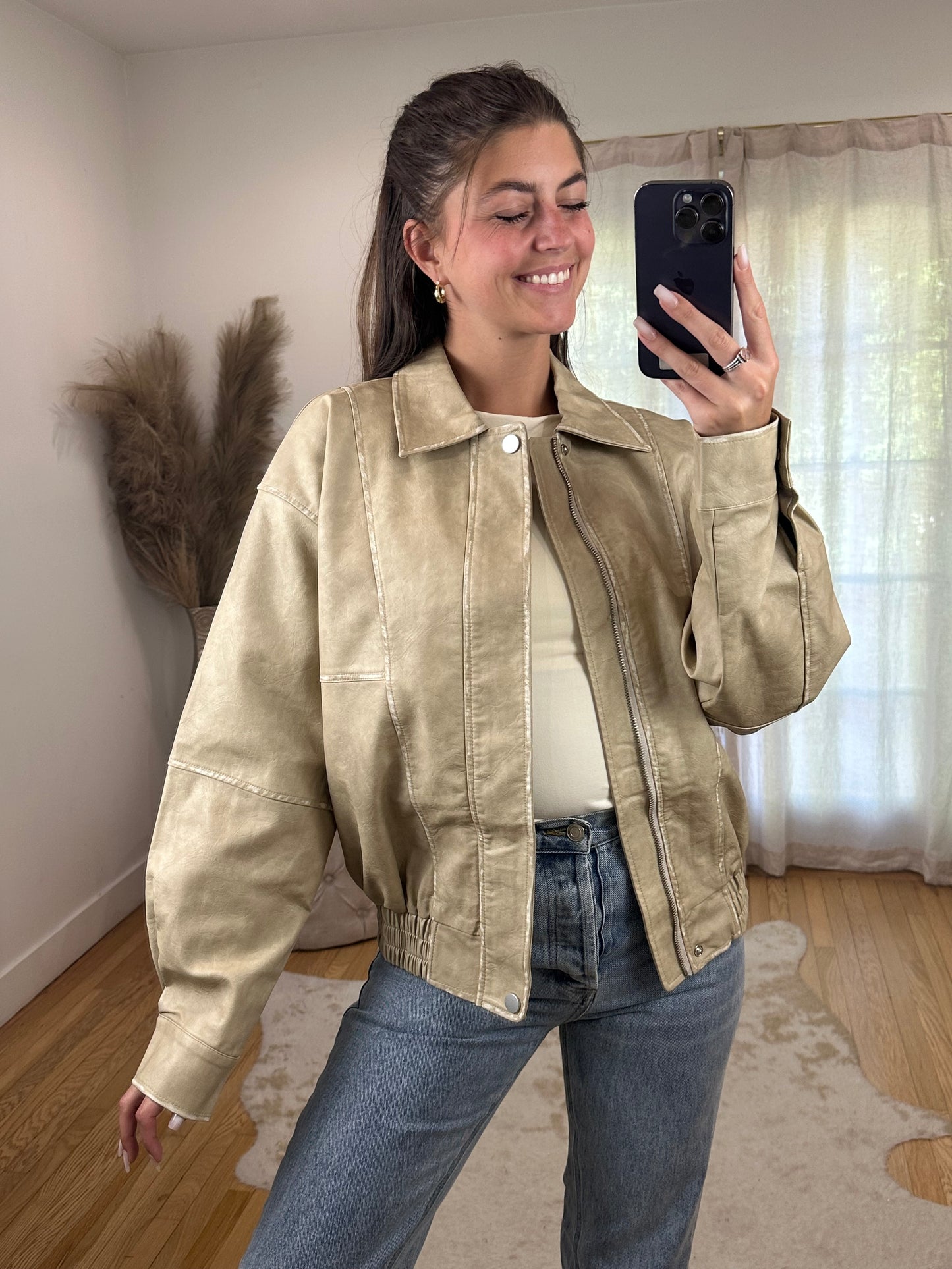 Latte Leather Jacket