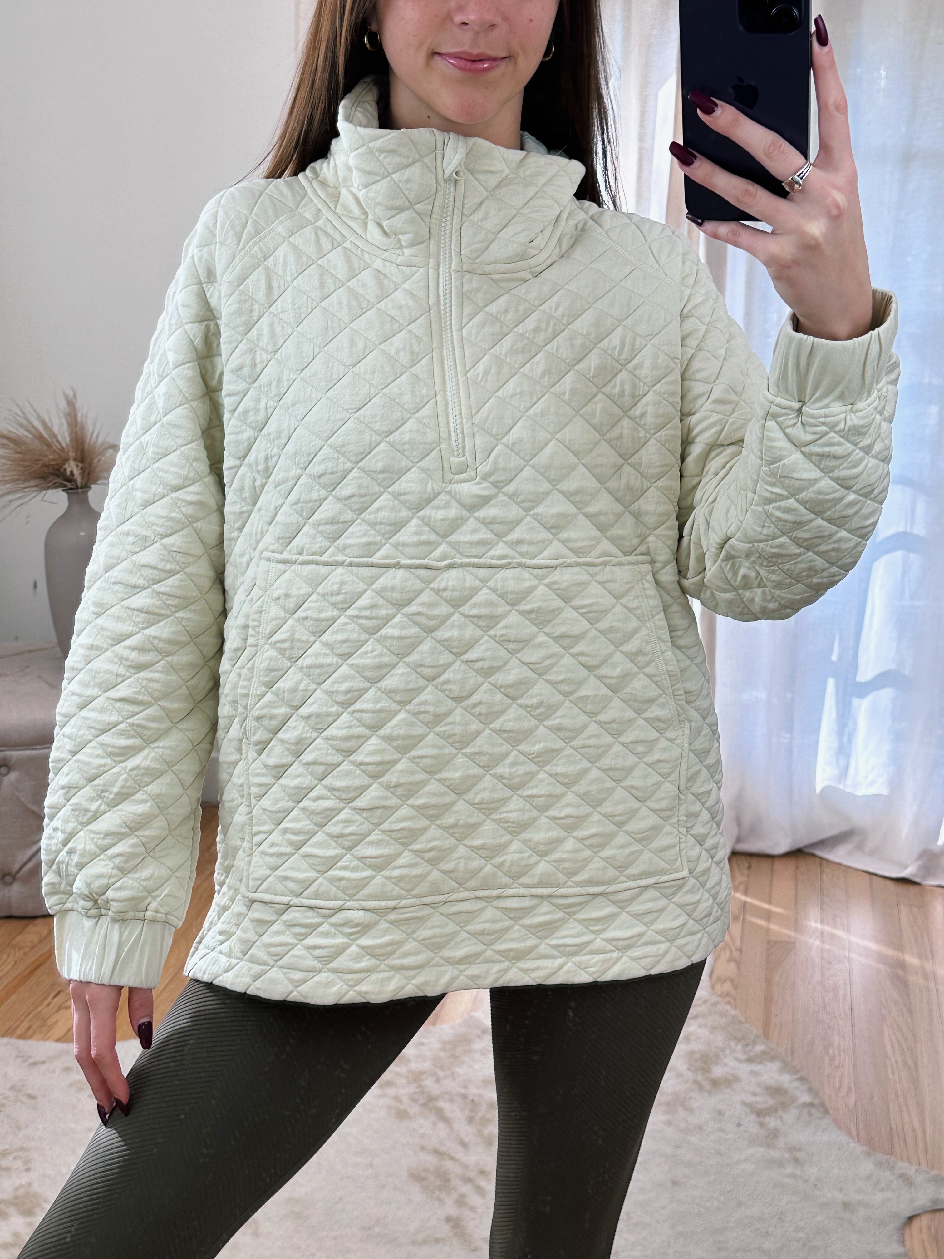 Cozy Quilted Pullover Half Zip Vyvacious