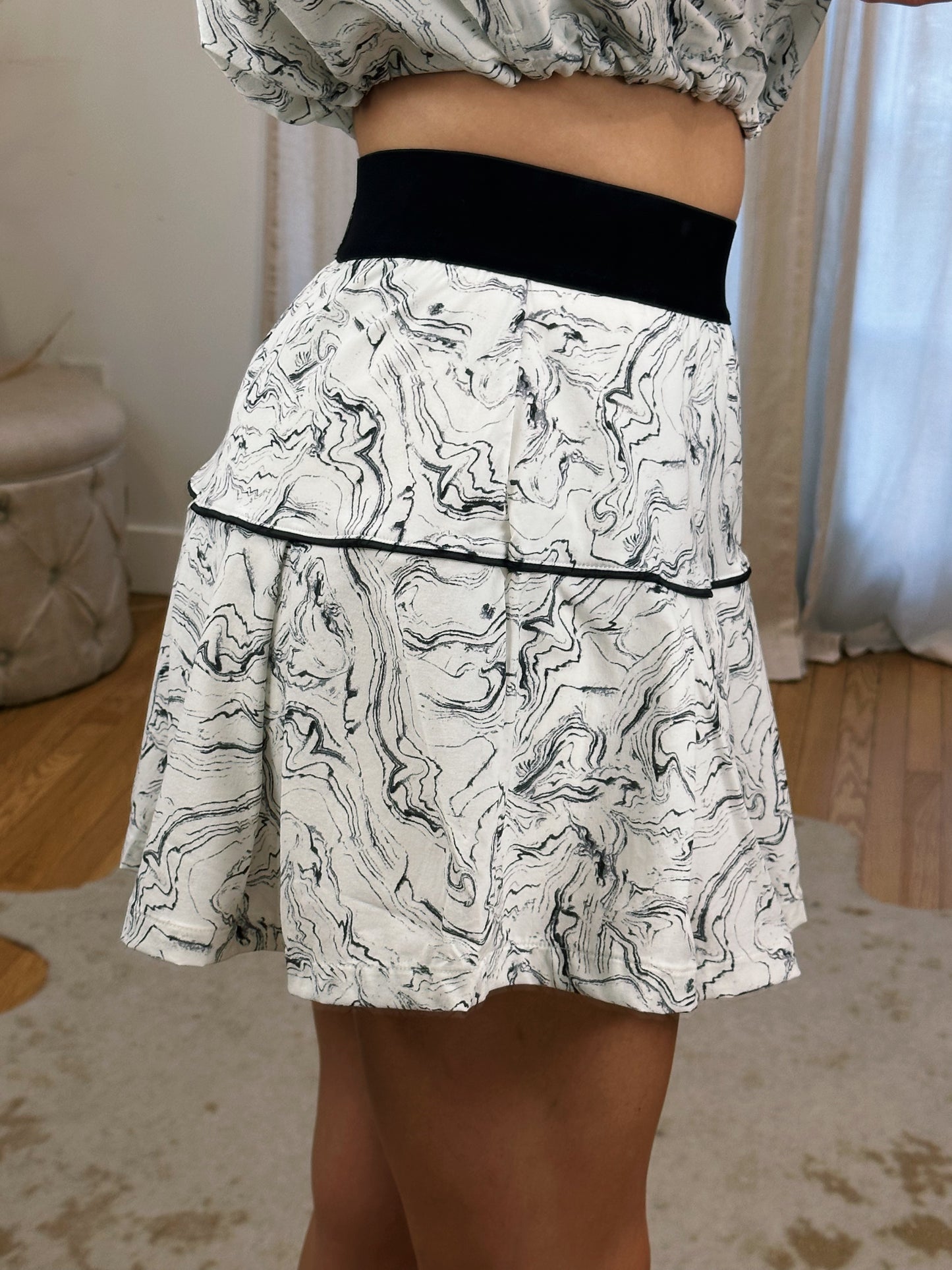 Black Marble Tennis Skirt