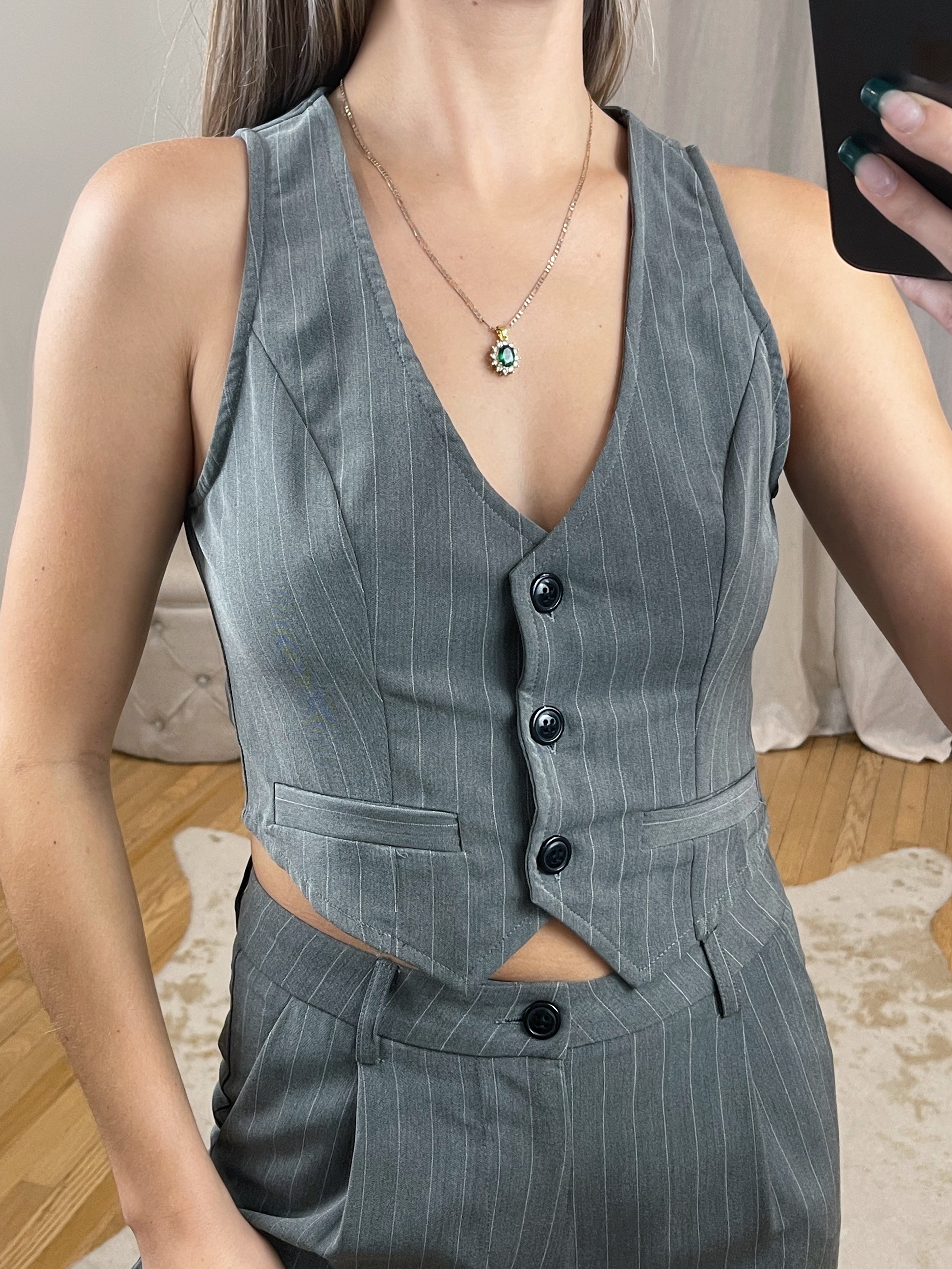 Pofihavi Cropped Suit Vest for Women 2023 Button Up Business